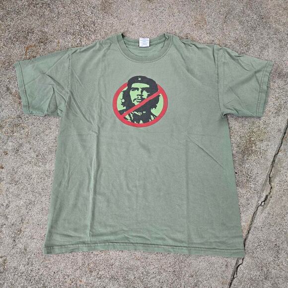 Vtg Y2k CHE GUEVARA Anti Che Graphic Political Y2k Humor T Shirt Green Large - Picture 1 of 5